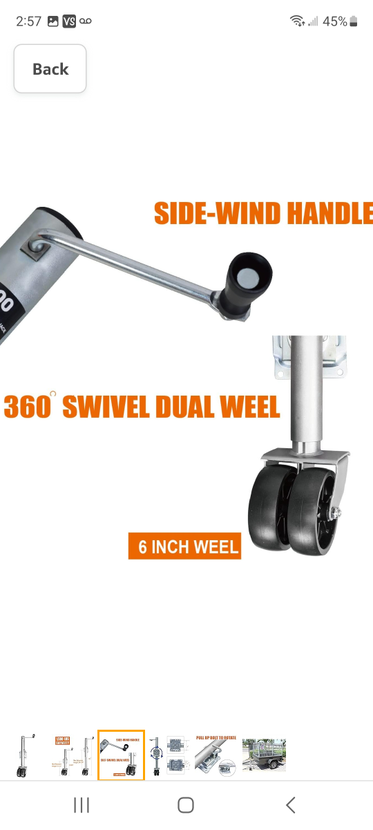 Dual wheel swing back boat trailer jack - photo 3