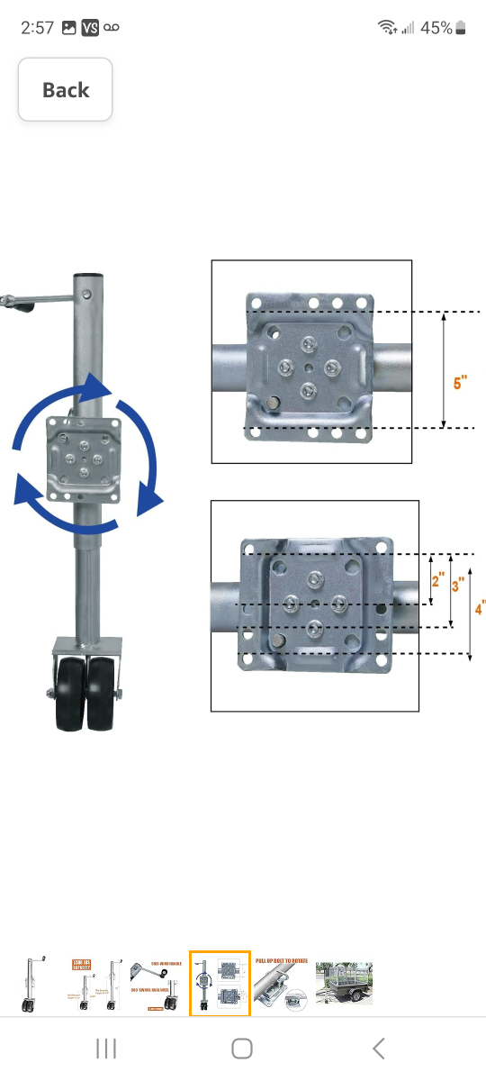 Dual wheel swing back boat trailer jack - photo 4