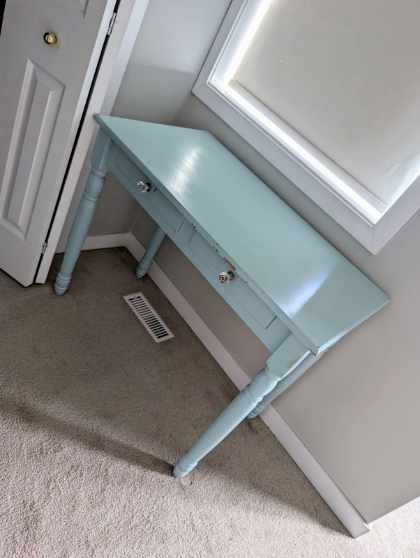 Cute Distressed Blue Desk and Desk Chair - photo 3