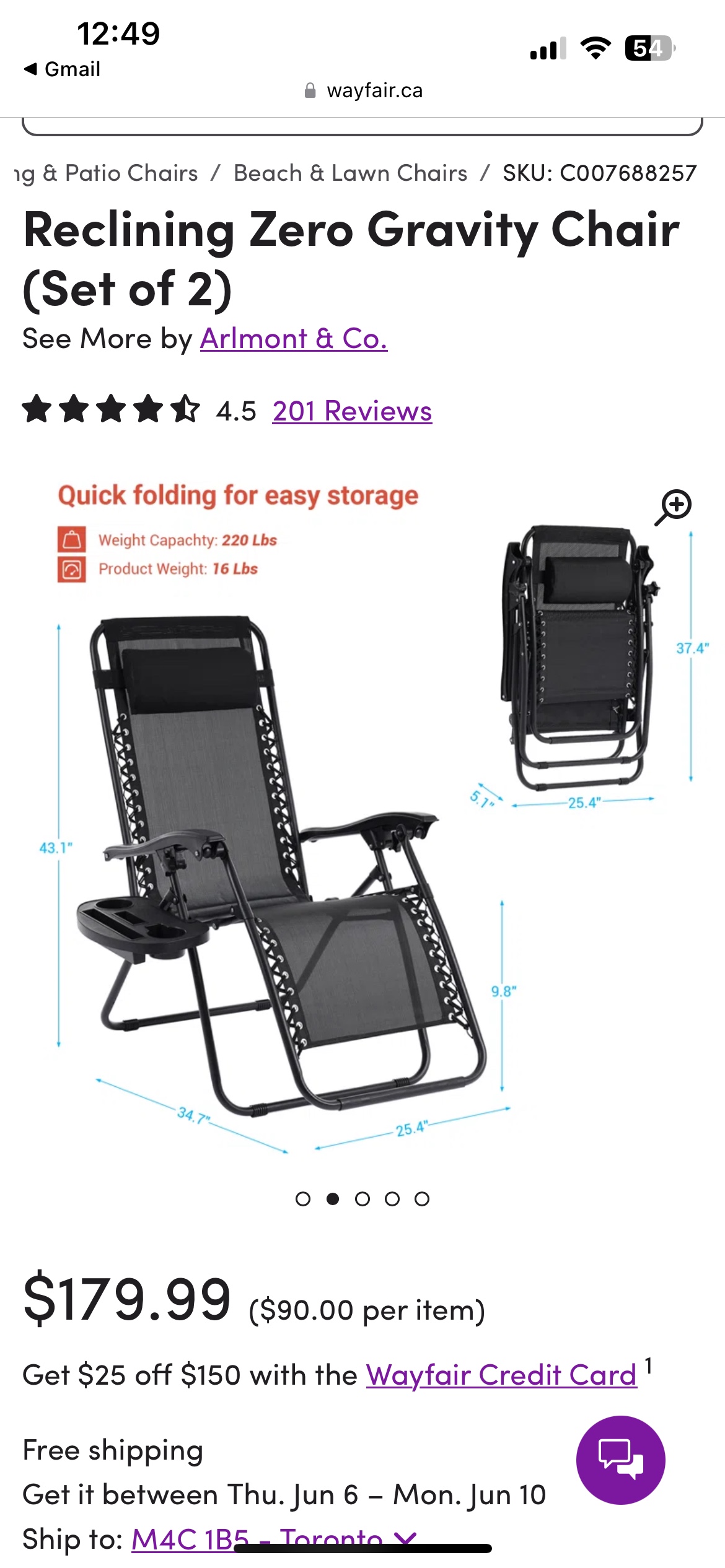 Patio Lounge Chairs (set of 2)