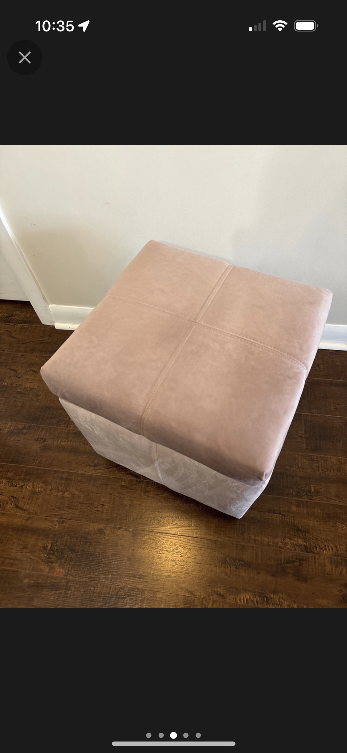 Pink velvet storage ottoman - photo 3
