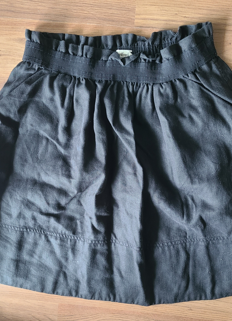 Aritzia Wilfred linen blend black mini skirt with pockets sz 2 - photo 2