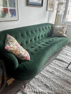 Green Velvet Couch by Wazo NEED GONE ASAP