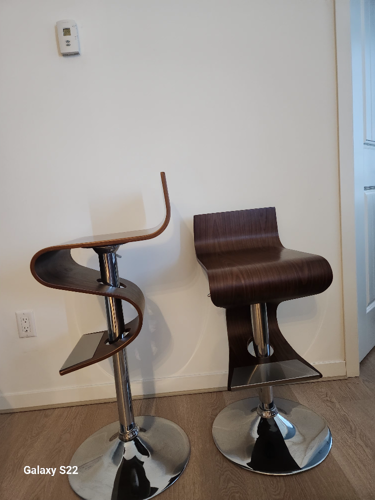 2 Bar stools.  Brown wood