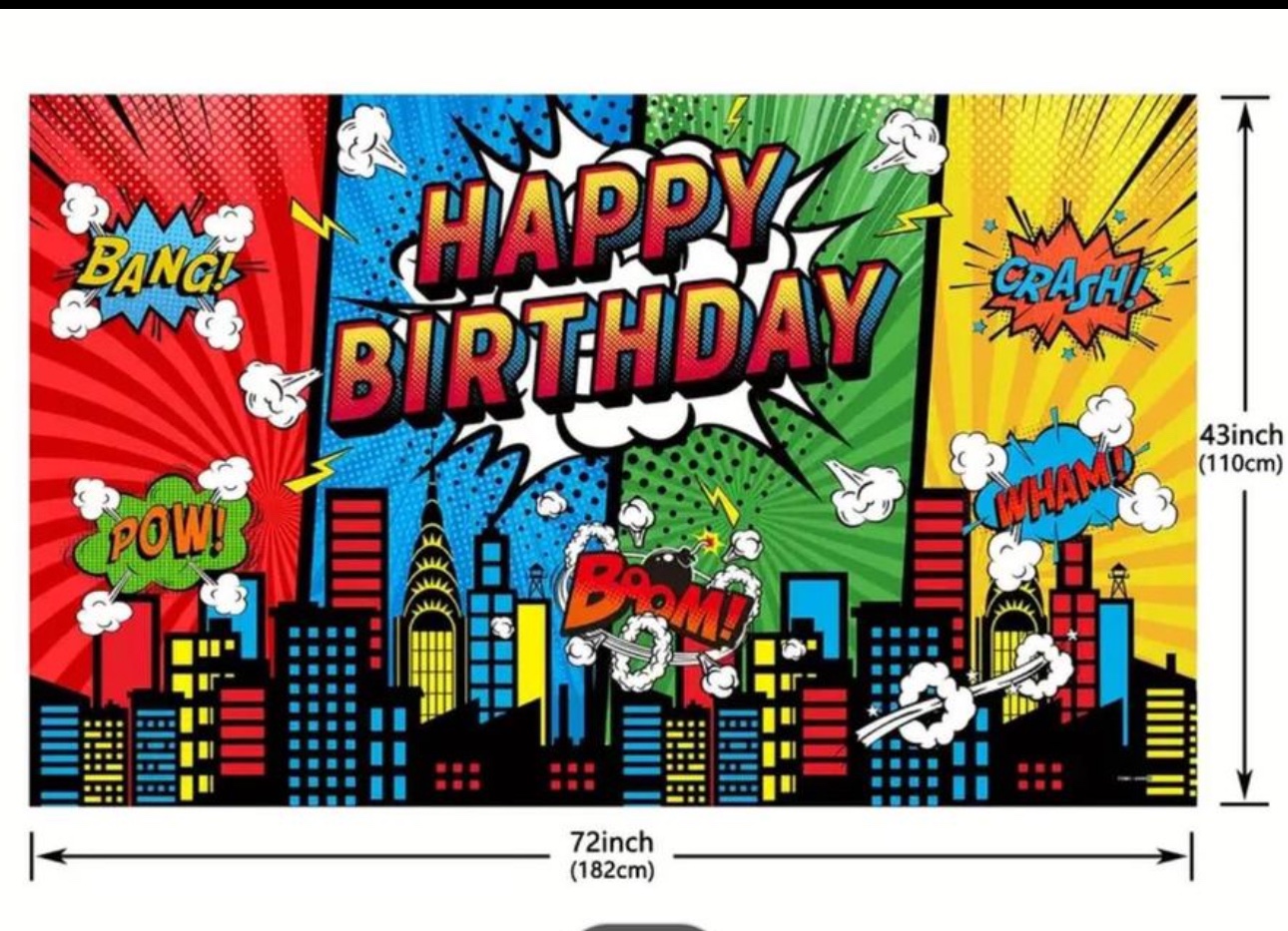 Backdrop Superhero themed 72x 43 inch thumbnail