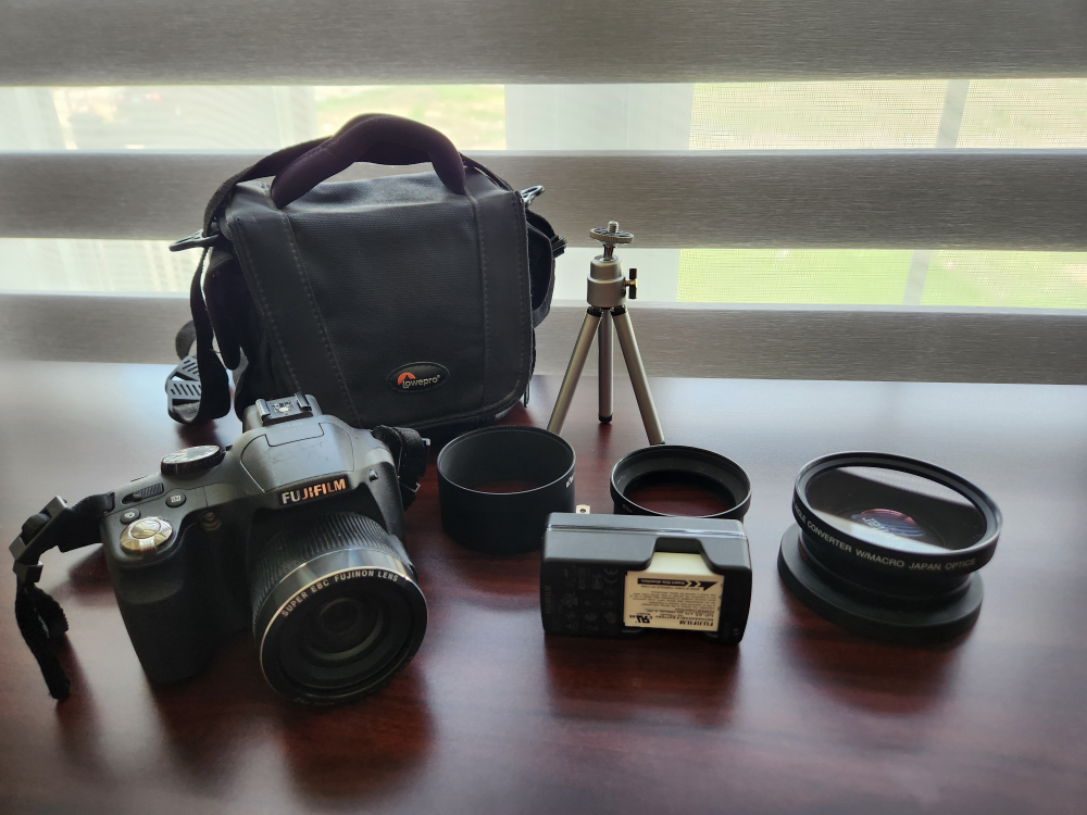 Fuji Film Camera with separate lens and accessories