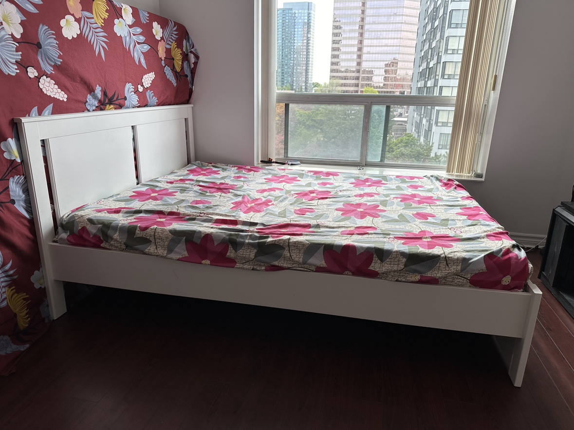 Ikea bed frame wooden queen size with bedlines - photo 2