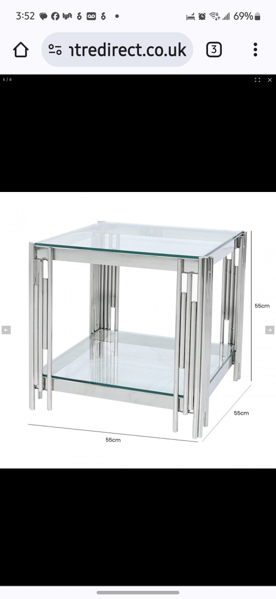 Britney End Table Glass and Stainless Steel. image indicator(2)