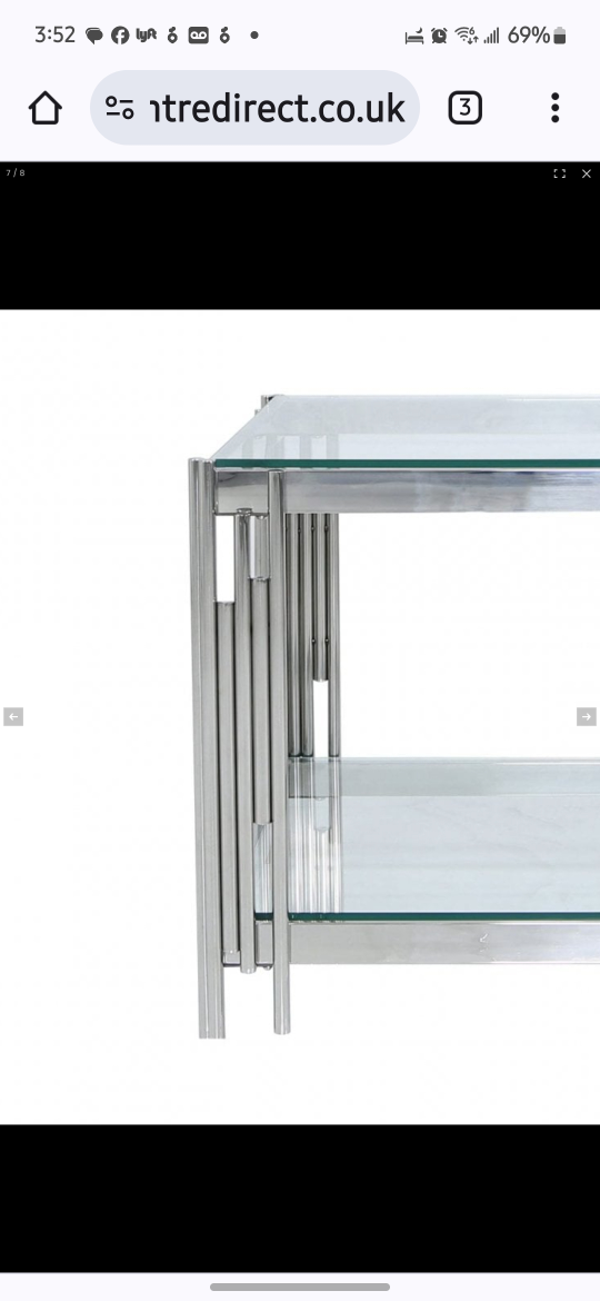 Britney End Table Glass and Stainless Steel. image indicator(3)