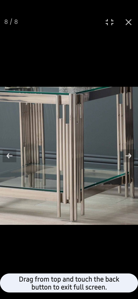 Britney End Table Glass and Stainless Steel. image indicator(4)