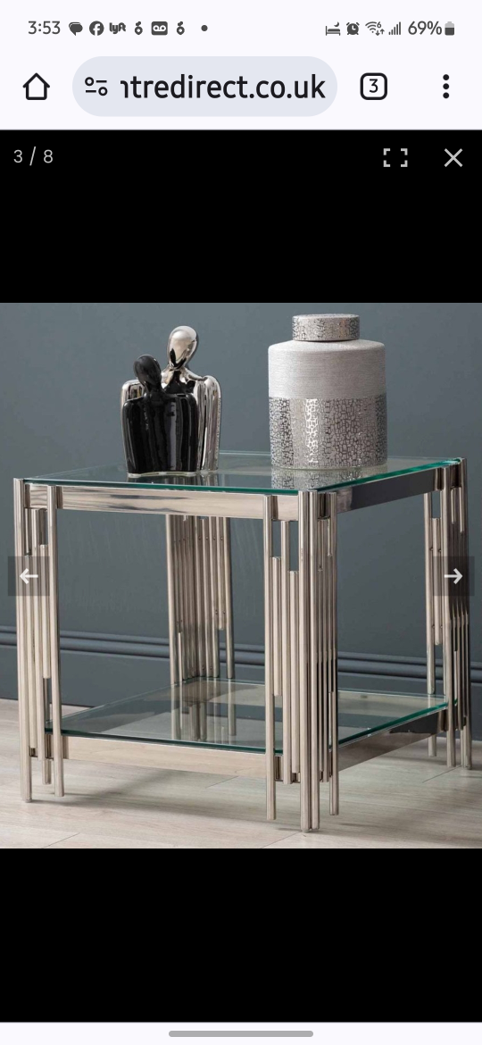 Britney End Table Glass and Stainless Steel. image indicator(5)