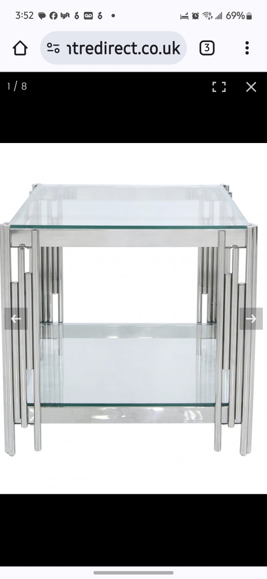 Britney End Table Glass and Stainless Steel. image indicator(6)
