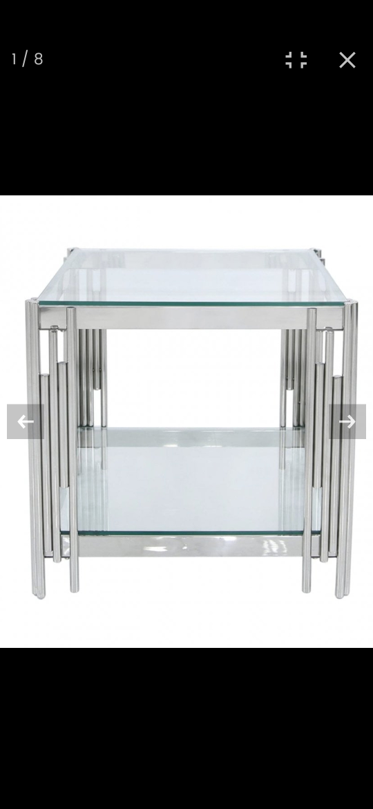 Britney End Table Glass and Stainless Steel. image indicator(7)