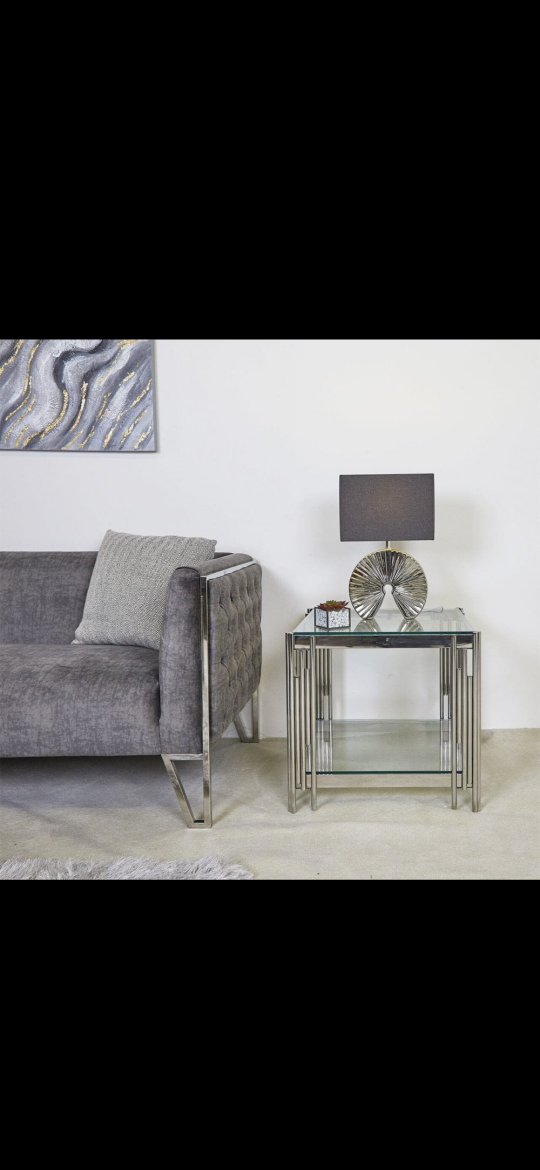 Britney End Table Glass and Stainless Steel. image indicator(8)