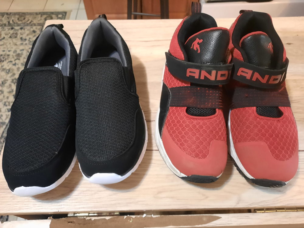 2 pairs of boy's sneaker shoes sizes 5 and 6 thumbnail