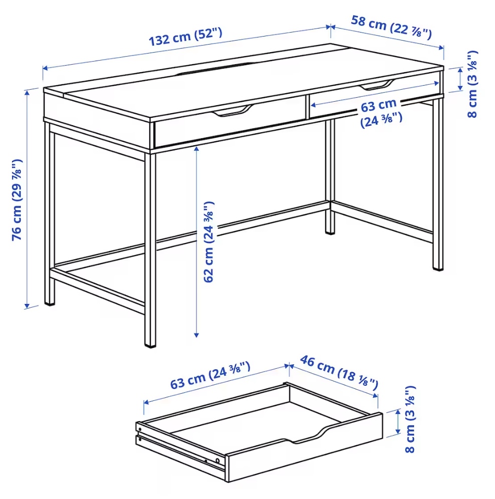 Ikea desk. Gray color. Alex 52”x22” 7/8” - photo 5