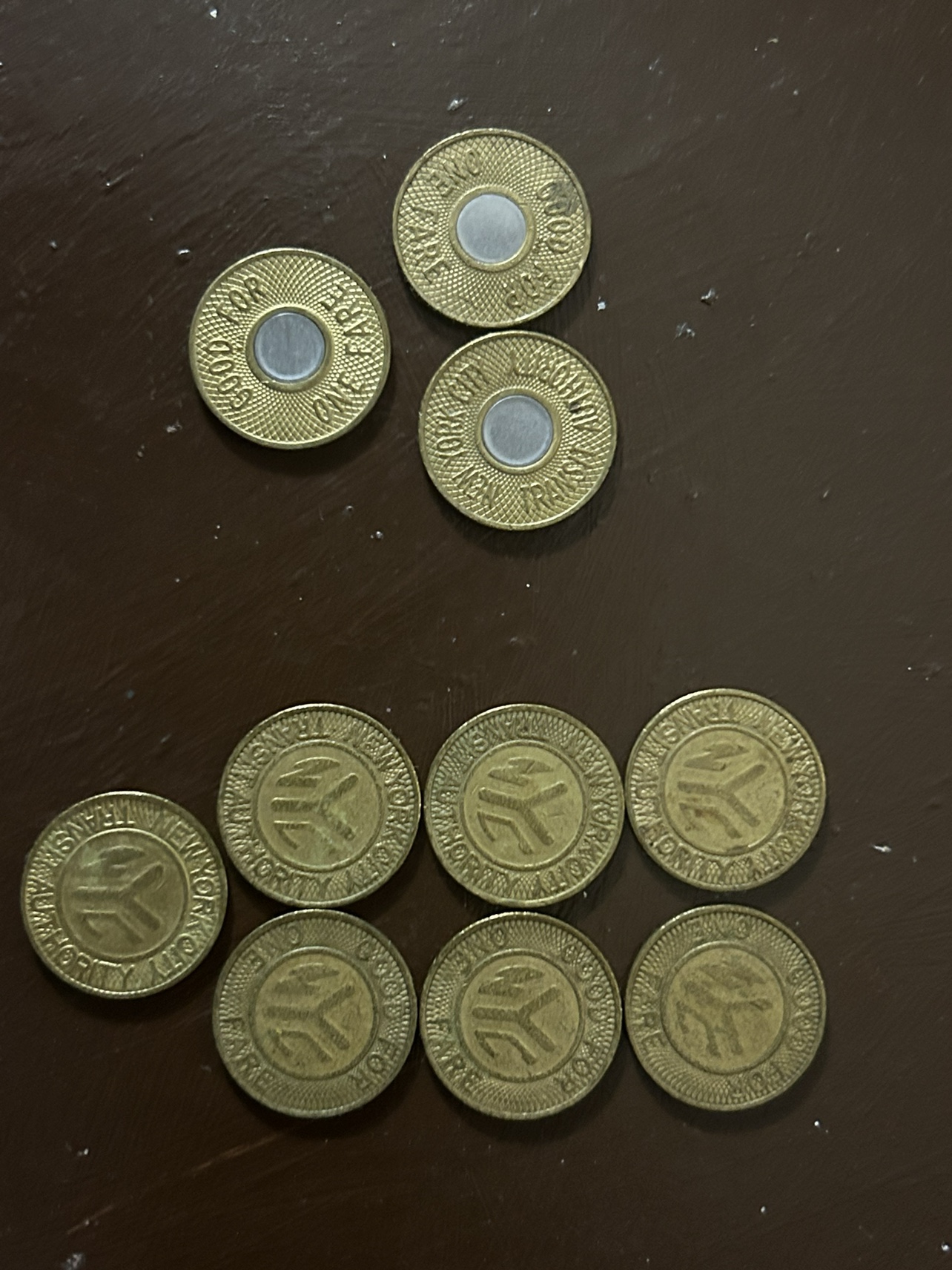 Vintage New York City Subway Transit Tokens (Set of 10)