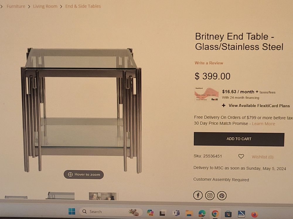 Britney End Table Glass and Stainless Steel. image indicator(10)