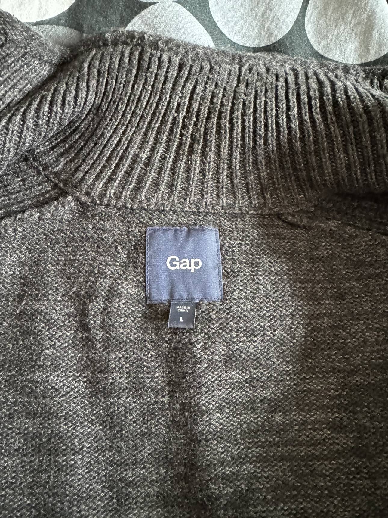 GAP men’s full zip sweater, dark grey, Large 🧡 image indicator(4)