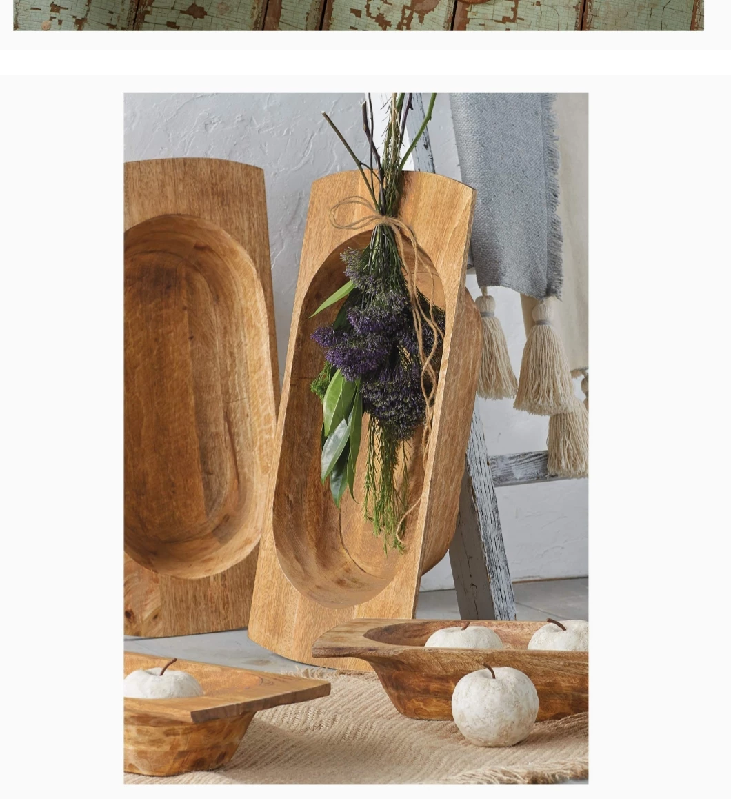 NEW! (Retail $328+) 2 Huge Wooden Bowls - 24" & 20", Home Decor image indicator(3)