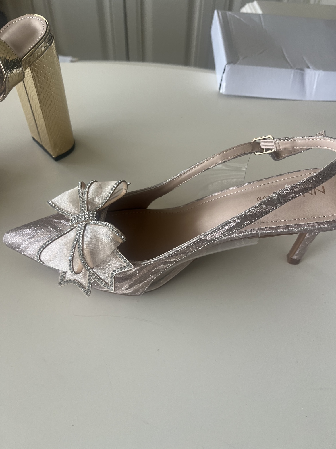Gold heels sling back