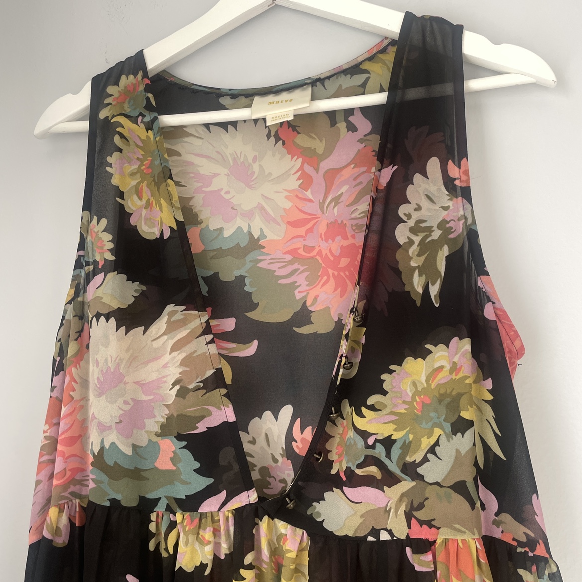 Anthropologie Maeve Black Floral Violetta Dress Size Medium image indicator(4)