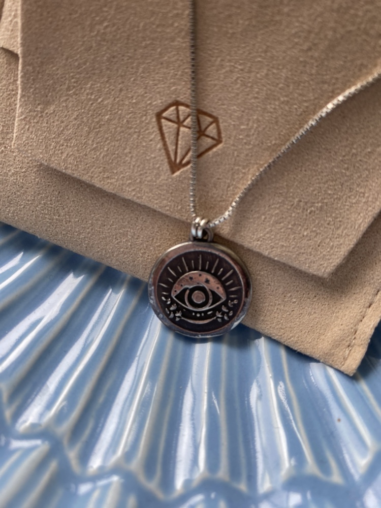 Sterling Silver Eye Pendant Mantra Necklace image indicator(3)