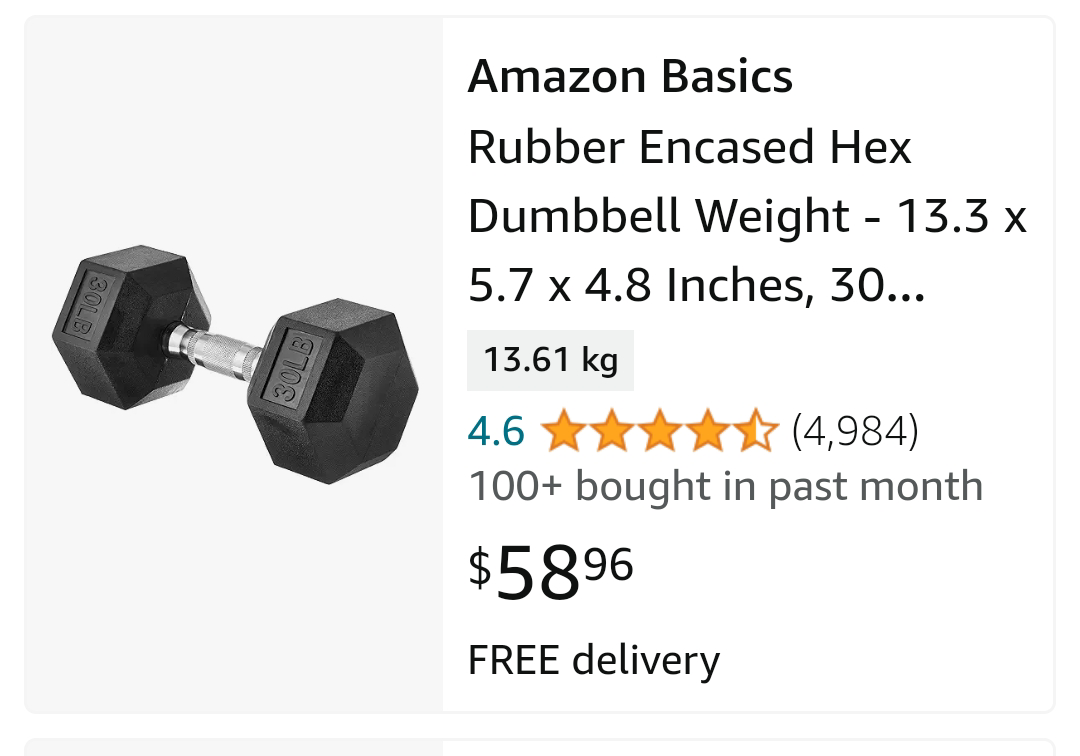30lbs/13kgs dumbbell - photo 2