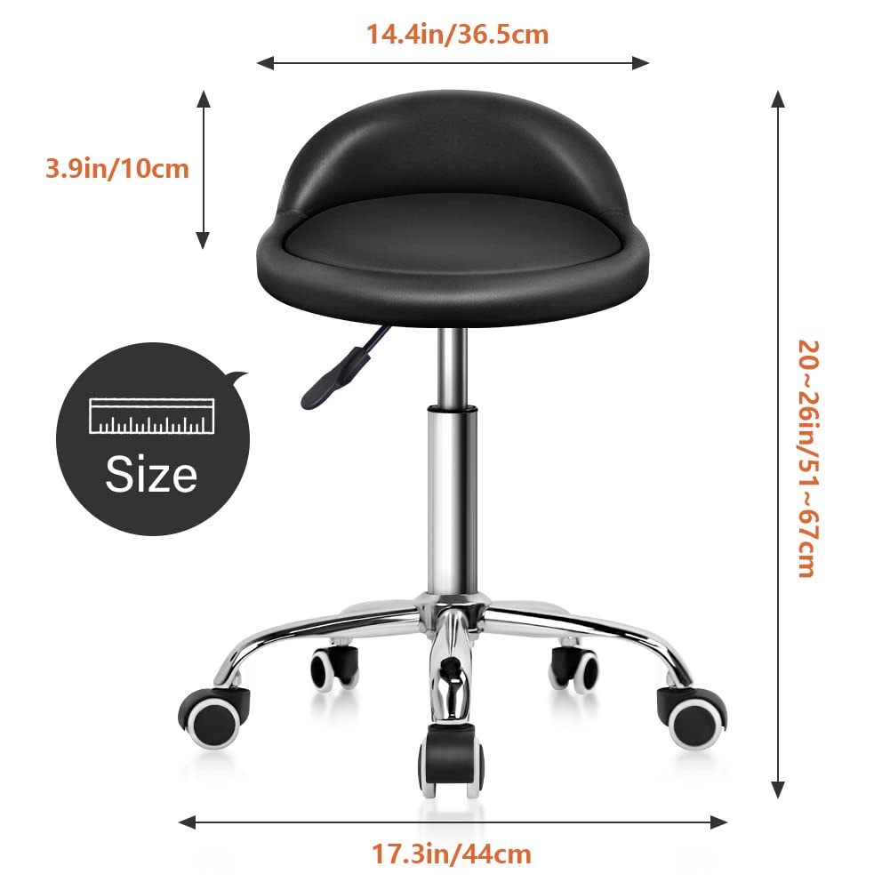 KKTONER PU Leather Round Rolling StoolChair with Wheels - photo 2