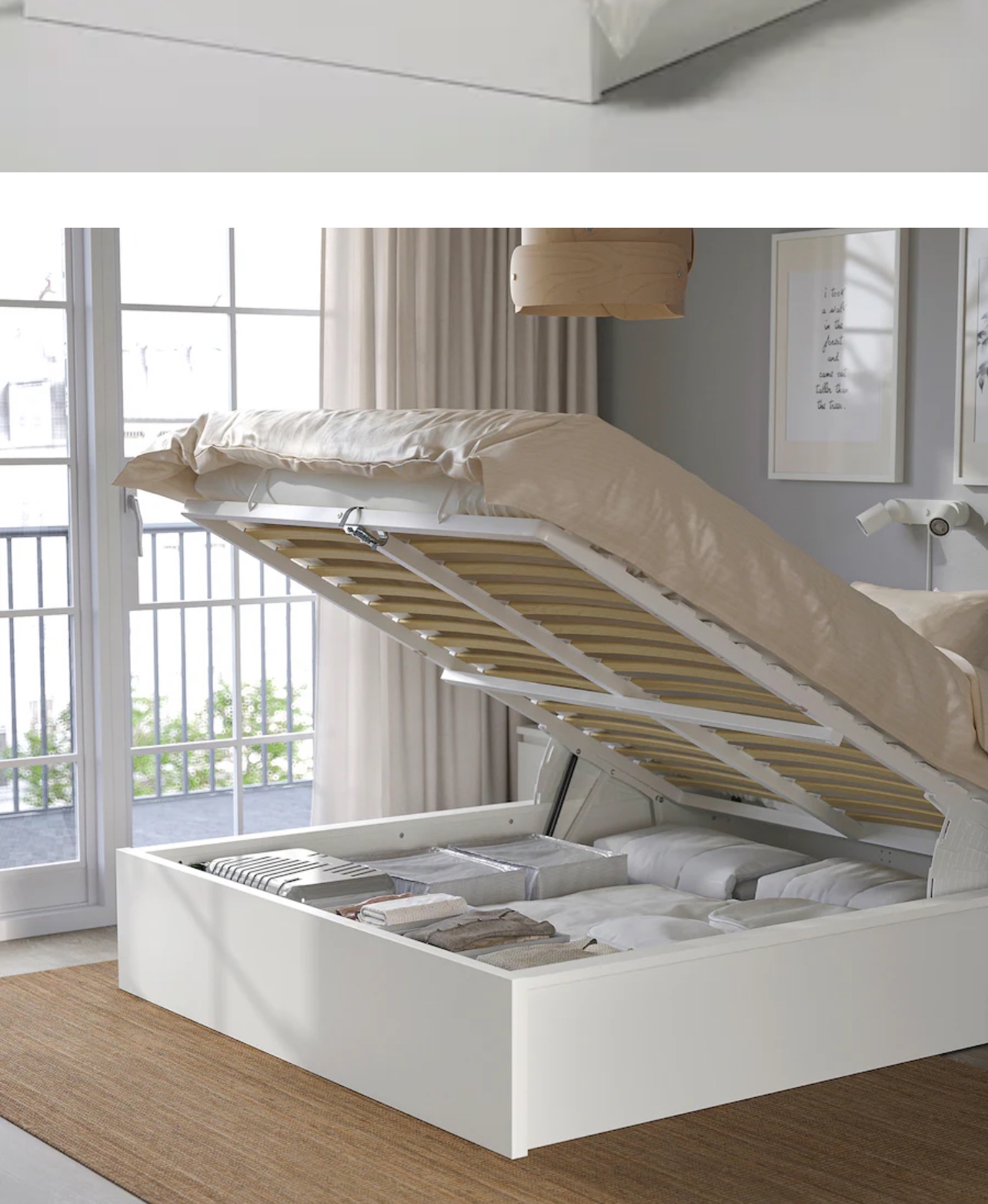 MALM Storage bed frame, white, Full/Double Size -Like New - photo 2