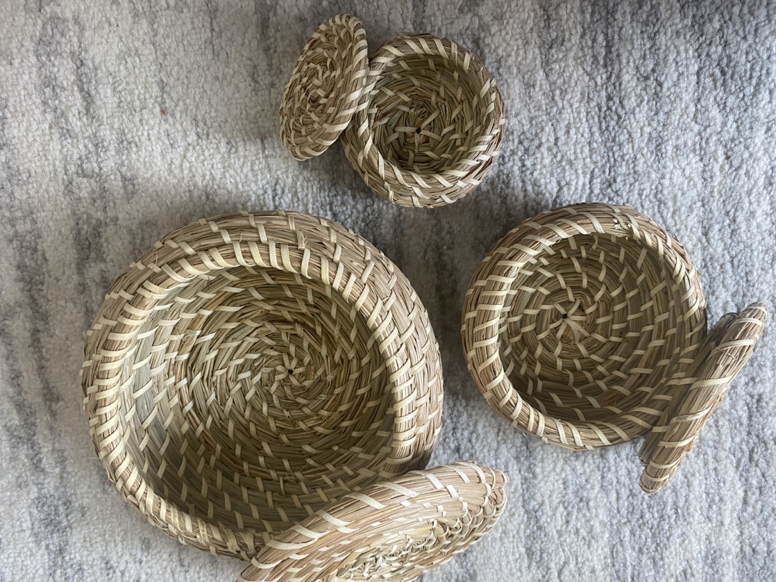 Woven basket with lid (set of 3) - photo 2