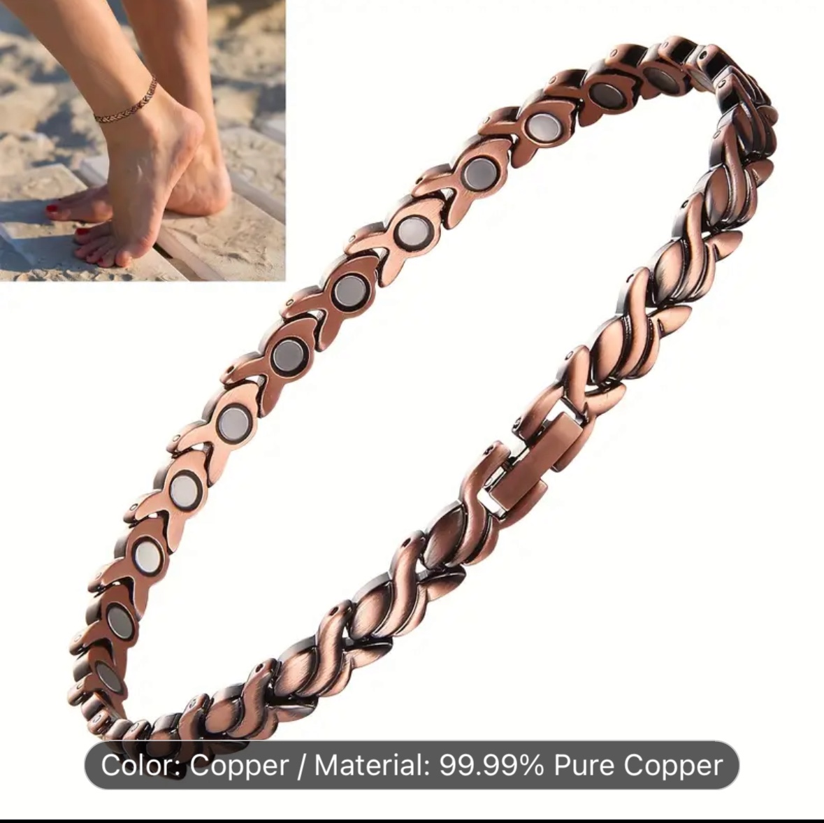 Copper anklet for women - photo 2