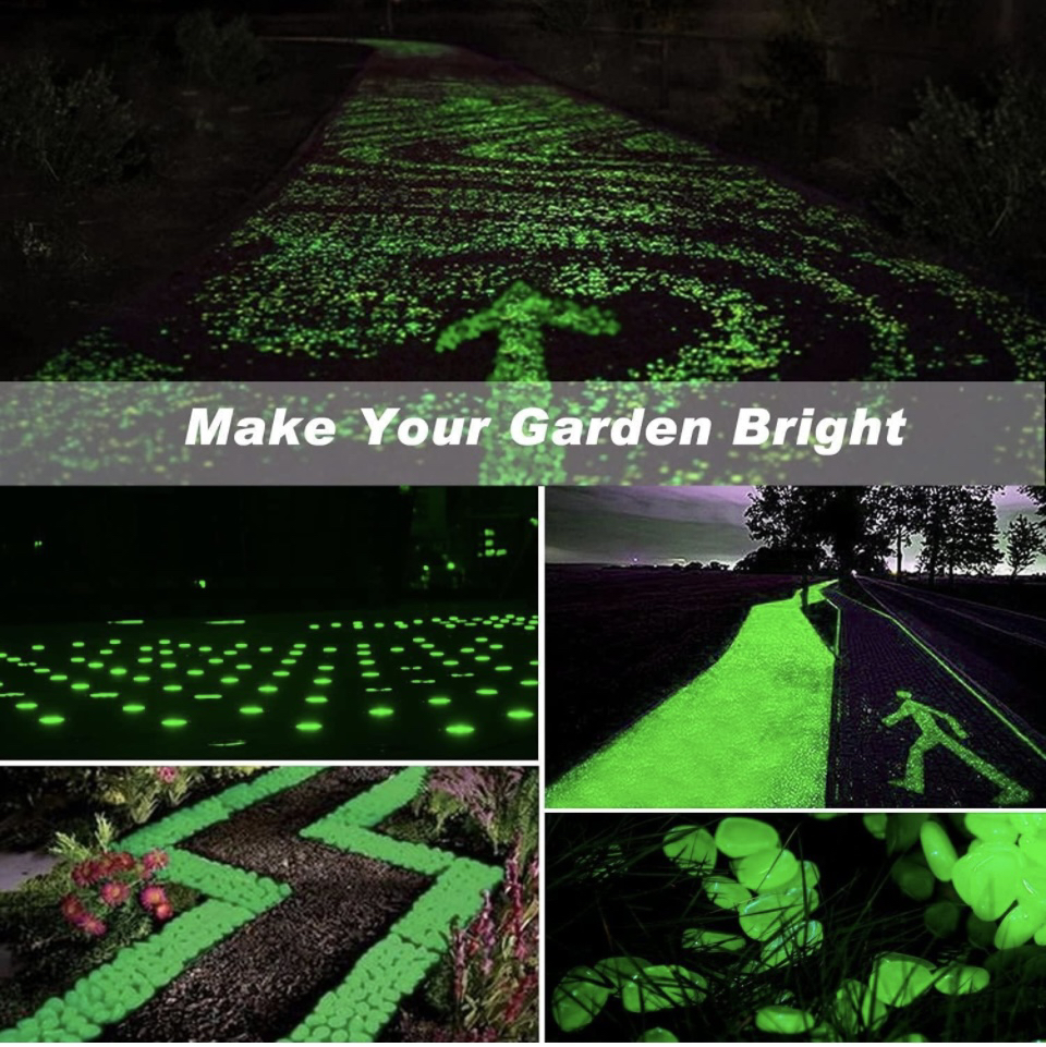 100 Pcs,Glow in The Dark Pebbles for Walkways Decor image indicator(7)