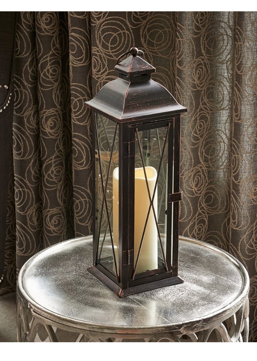 Metal lantern with battery candle light
