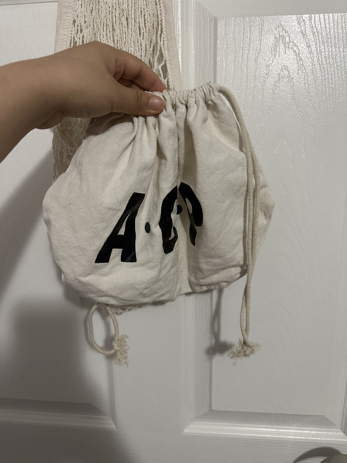 Crochet Mesh bag with drawstring pouch image indicator(3)