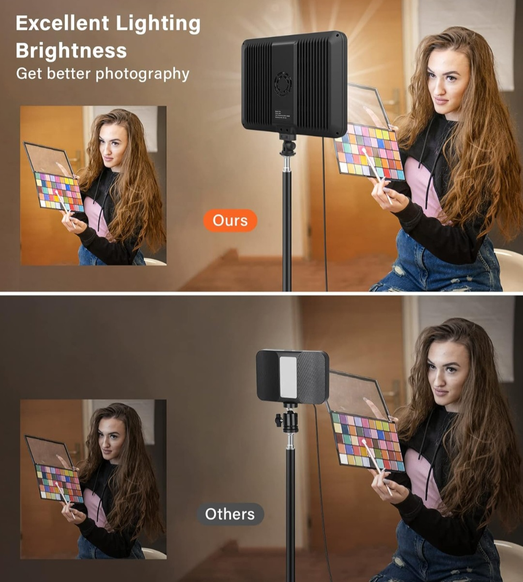 2 Pack LED Video Photography Lighting Kit with Tripod Stand - photo 4