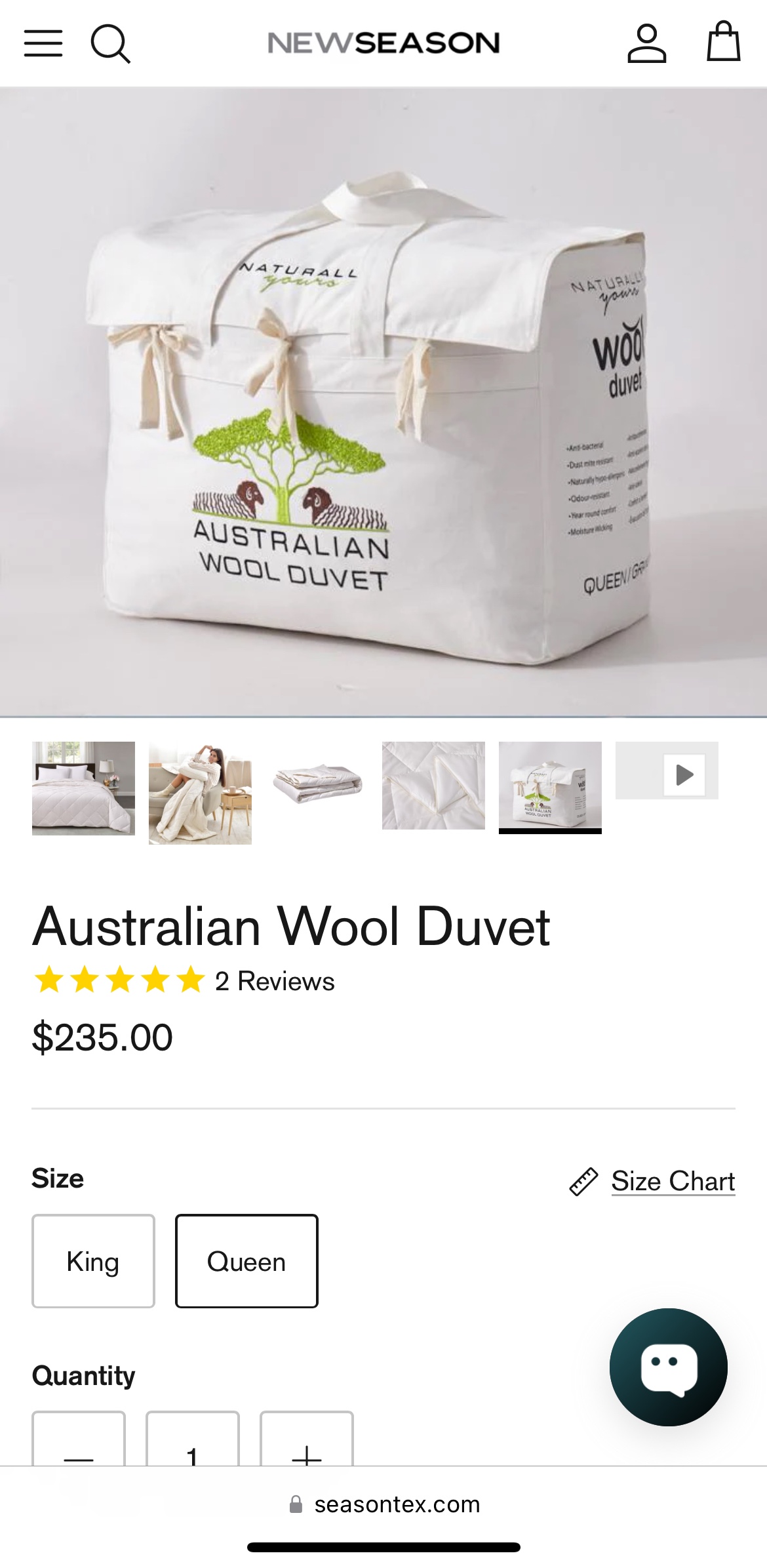 Australian wool duvet Queen size