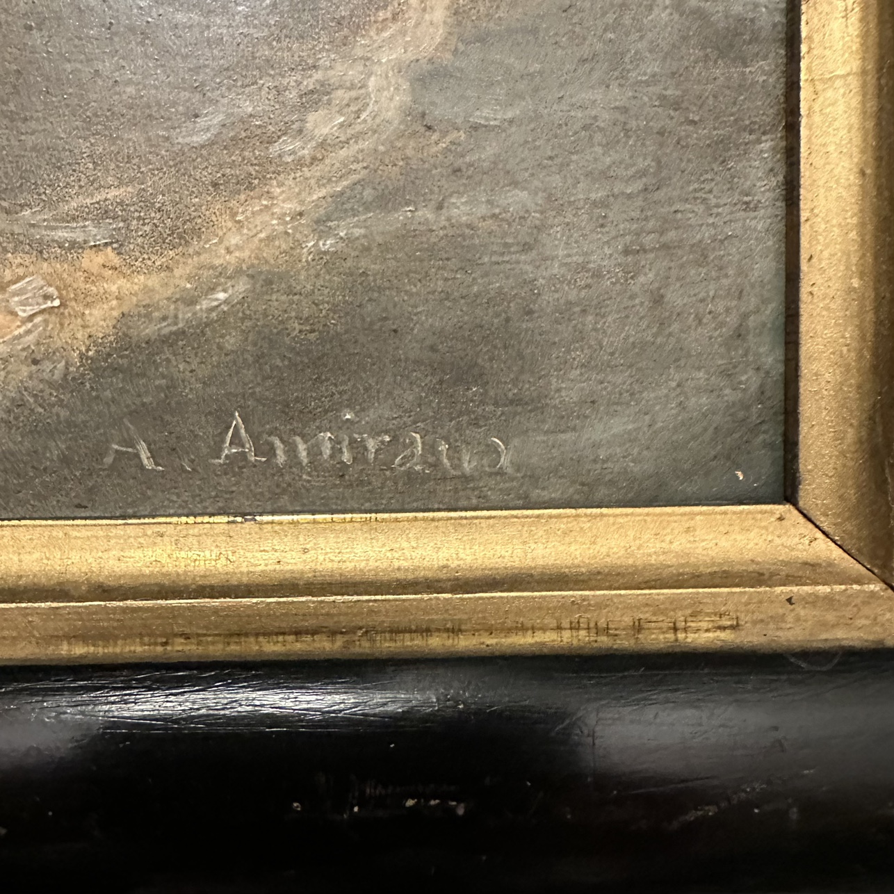 Antique hand embellished print (oil paints) image indicator(3)