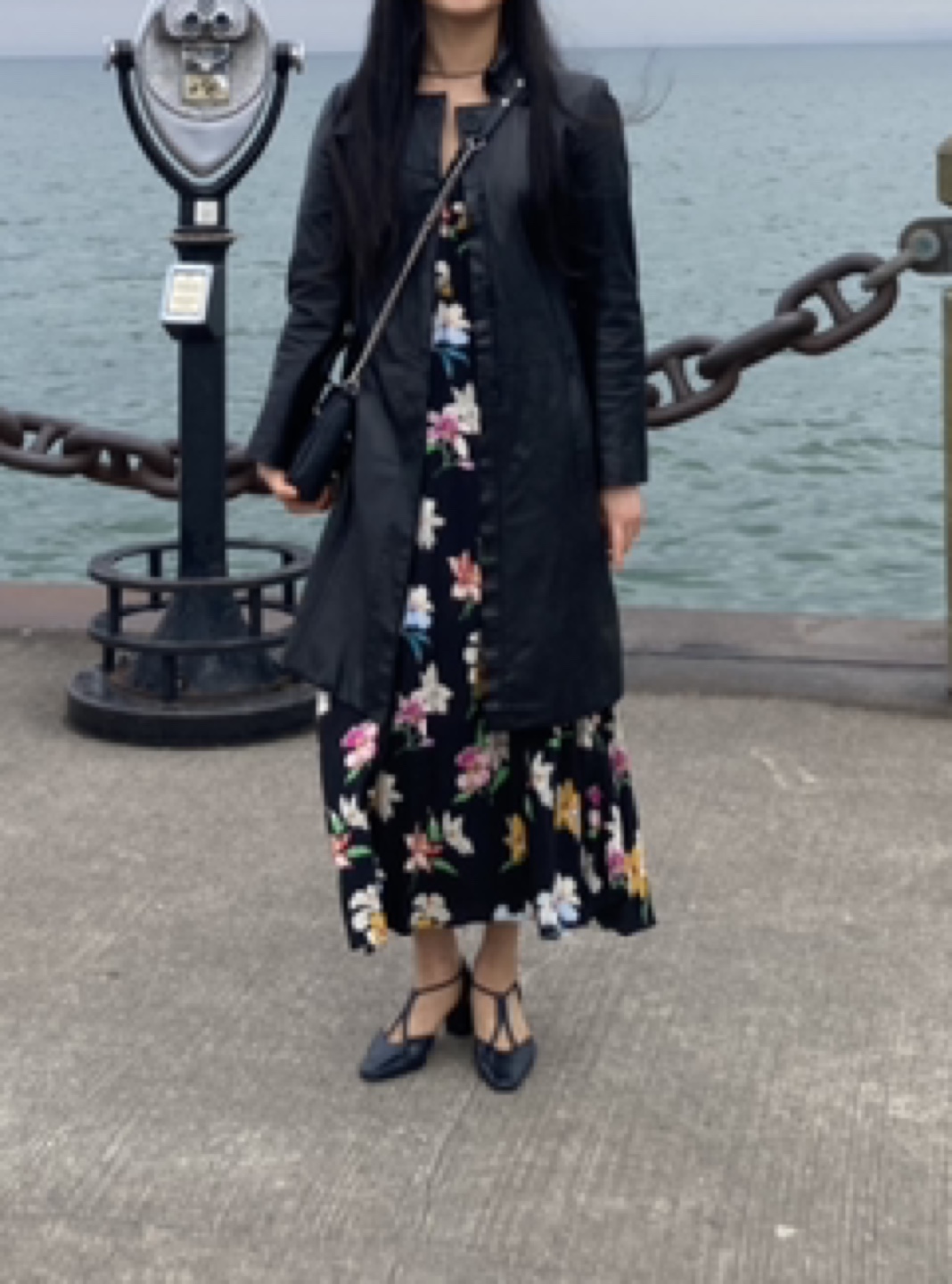 Zara Black Floral Long Dress - XS Size image indicator(6)