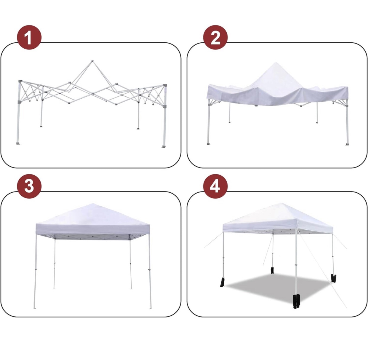 Outdoor Pop Up Canopy, 10ft x 10ft with Wheeled Carry Bag, 4-pk - photo 5