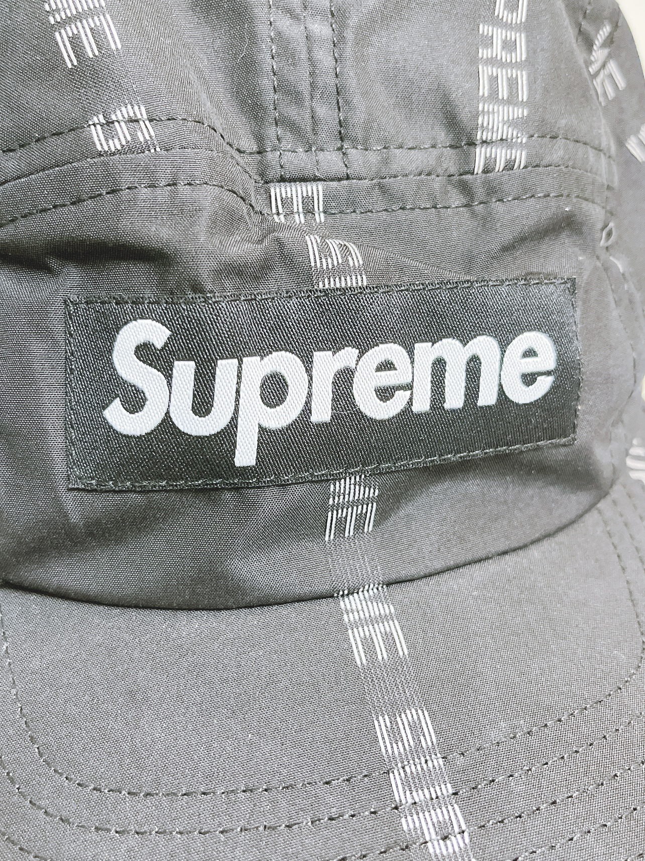 Supreme reflective text stripe camp cap image indicator(4)