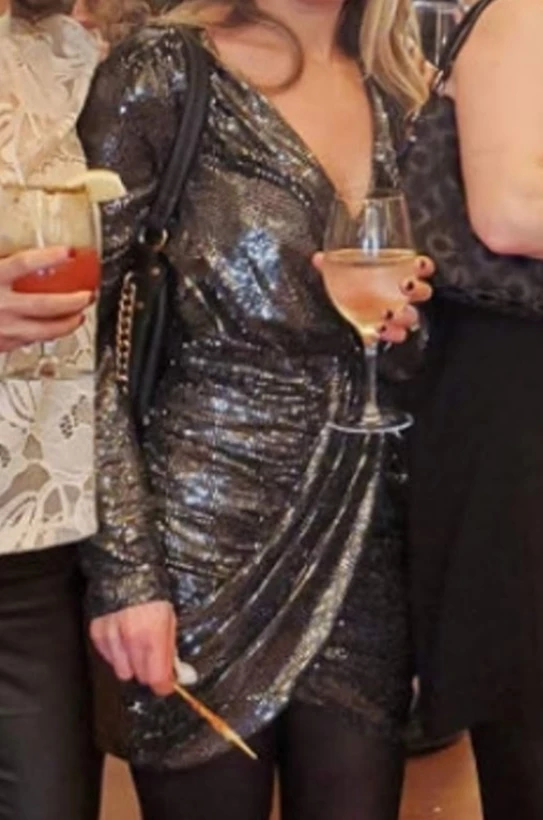 Black with Silver Sequins Glamorous Party Dress image indicator(3)