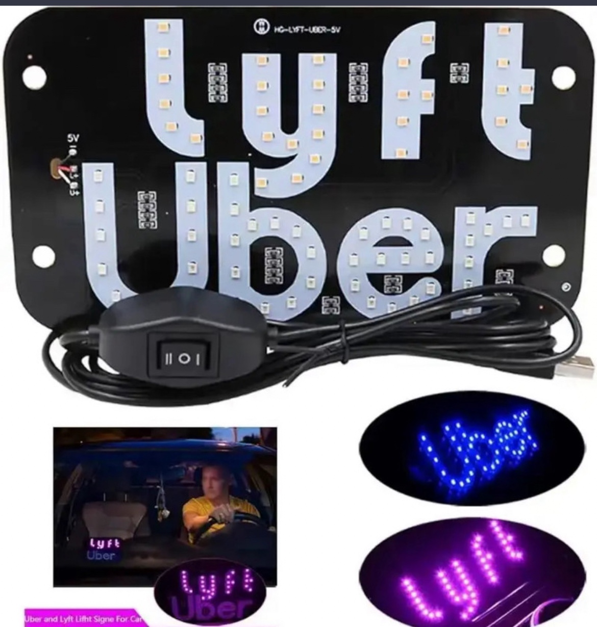 Lyft and Uber Car Sign on 1 Board (Brand New)