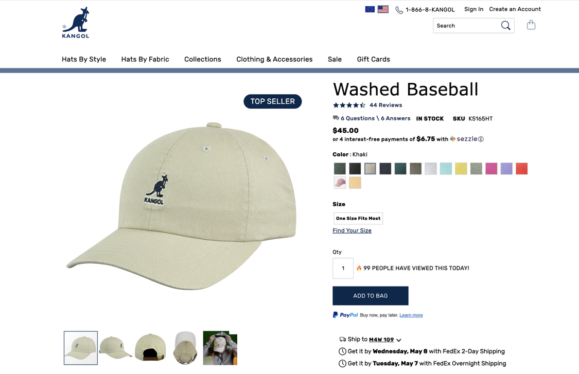 Kangol Khaki Washed Baseball Cap - photo 4