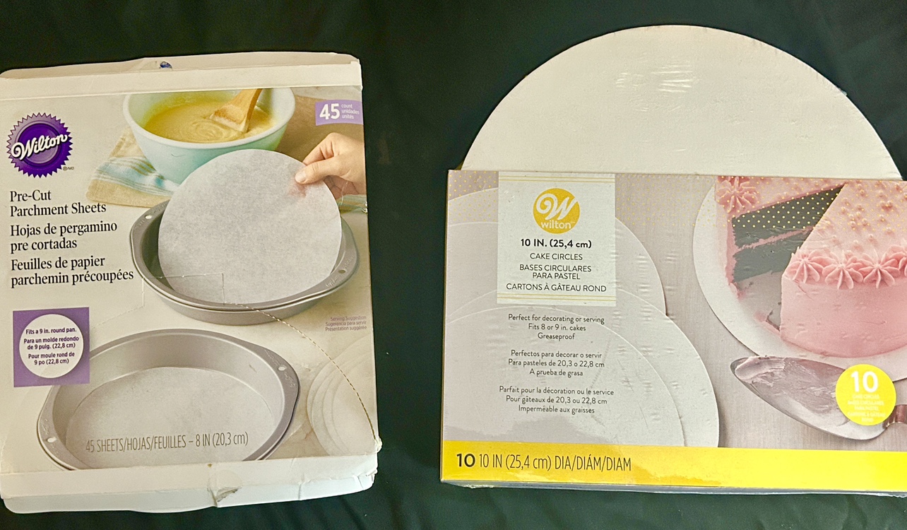 Cake circles and parchment sheets