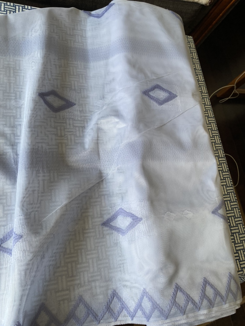 Beautiful border net fabric in sky blue colour