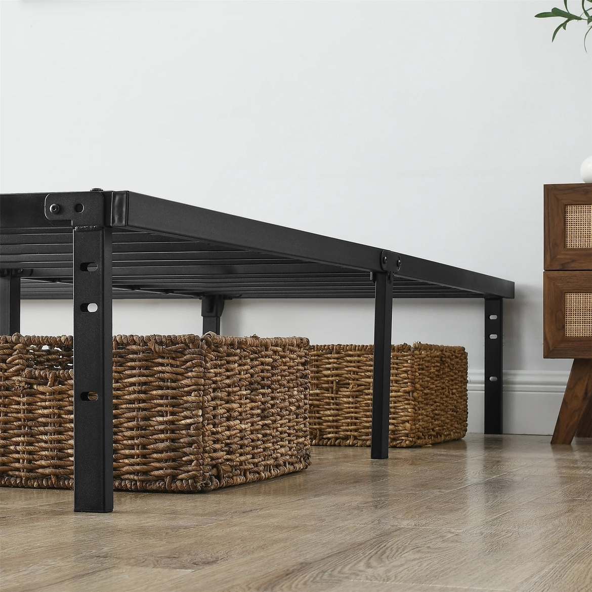 14" Heavy Duty Slat Bed Frame, Black Steel, Queen image indicator(3)