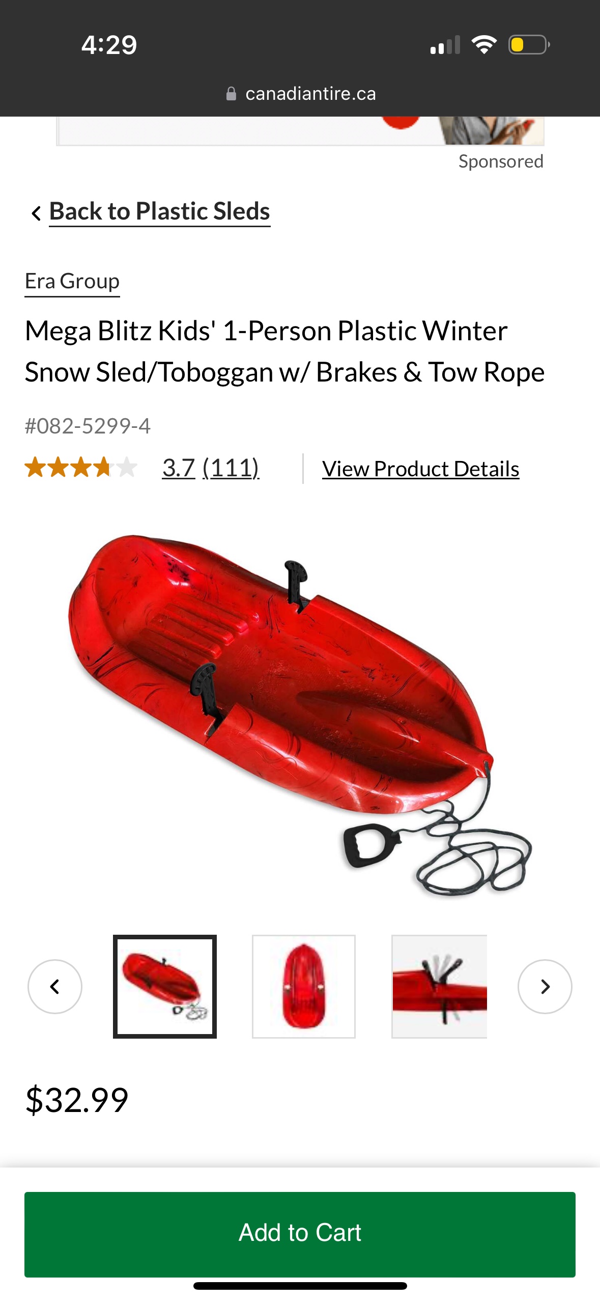 Snow Sled Tobbogan