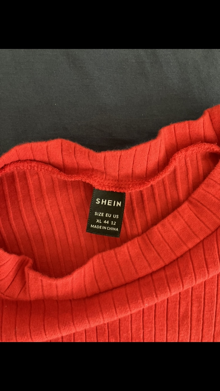 Shein Women’s Red Cotton Rib Knit Crop Top Size XL  👚❤️🍒 image indicator(5)