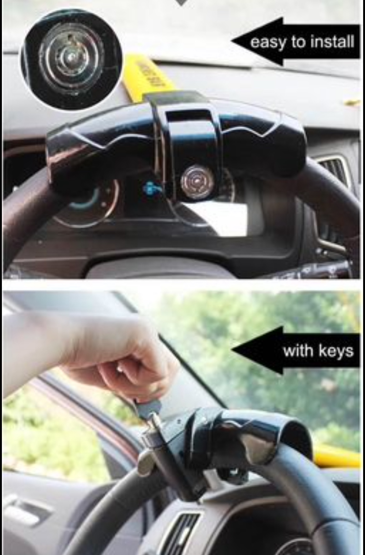 New Universal adjustable T shape steering wheel lock image indicator(7)